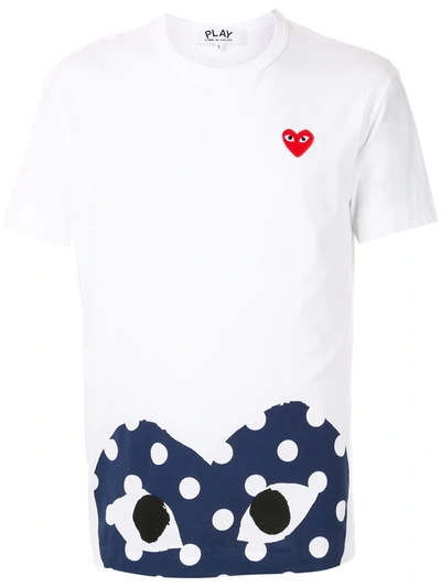 Comme Des Garçons Play Logo Print T-shirt In White