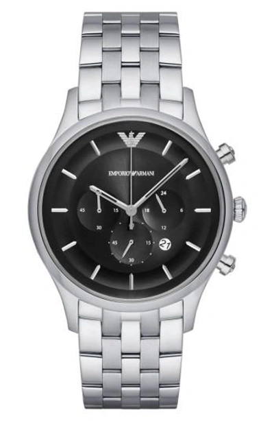 Emporio Armani Chronograph Bracelet Watch, 43mm In Black/ Silver