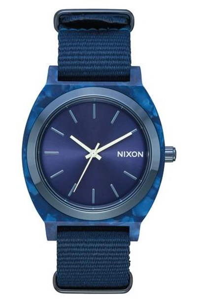 Nixon Time Teller Nylon Strap Watch, 40mm In Blue