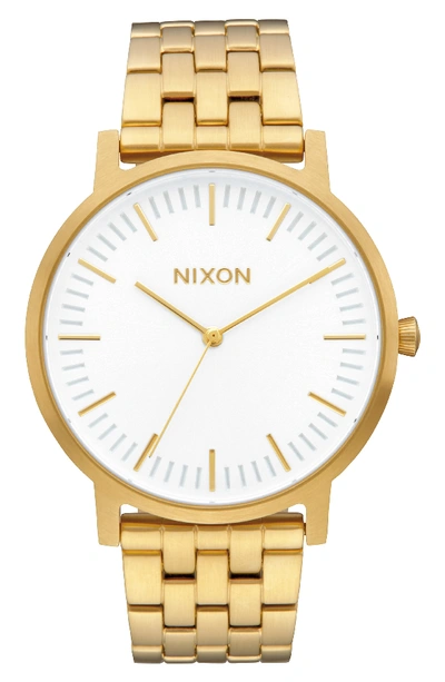 Nixon Porter Bracelet Watch, 40mm In Gold/ White/ Gold