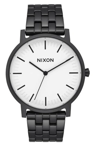 Nixon Porter Bracelet Watch, 40mm In Matte Black/ White/ Black