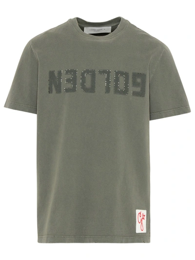 Golden Goose Anthracite Logo-print Crewneck T-shirt In Green