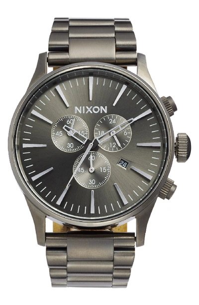 Nixon 'the Sentry' Chronograph Bracelet Watch, 42mm In Gray