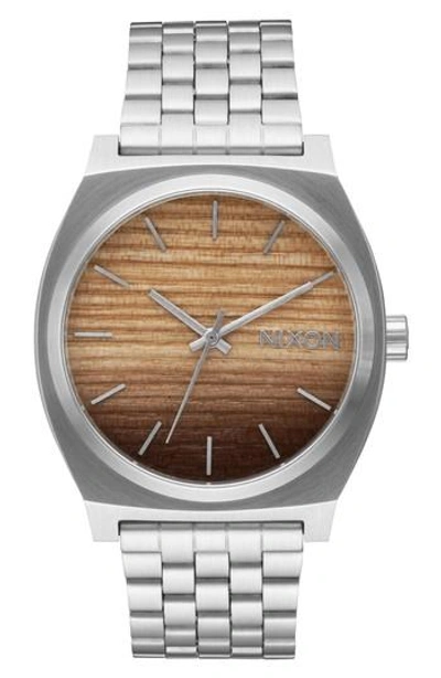 Nixon Time Teller Bracelet Watch, 37mm In Silver/ Wood/ Silver