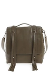 Allsaints Fin Leather Backpack - Green In Dark Khaki