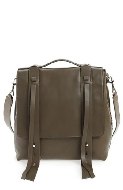 Allsaints Fin Leather Backpack - Green In Dark Khaki