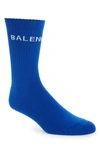 Balenciaga Men's Logo Tennis Socks In Blue