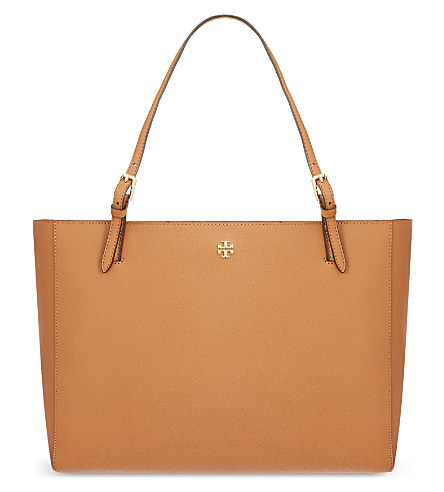 Tory Burch 'small York' Saffiano Leather Buckle Tote - Brown In Luggage