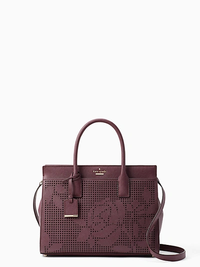 Kate Spade Cameron Street - Candace Perforated Leather Satchel - Purple In Deep Plum