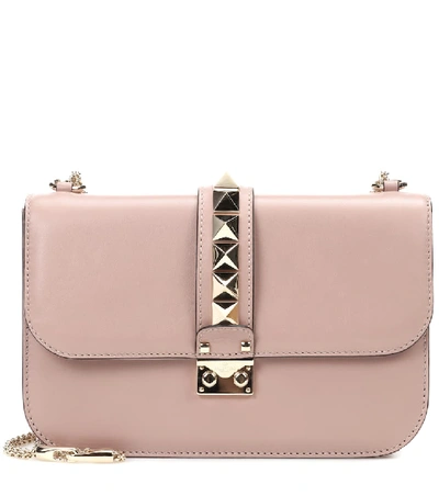 Valentino Garavani 'medium Lock' Shoulder Bag - Beige In Pink