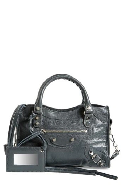 Balenciaga Classic Mini City Leather Tote - Grey In 1160 Gris Fossile