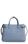 Burberry Medium Banner House Check Leather Tote - Blue In Slate Blue