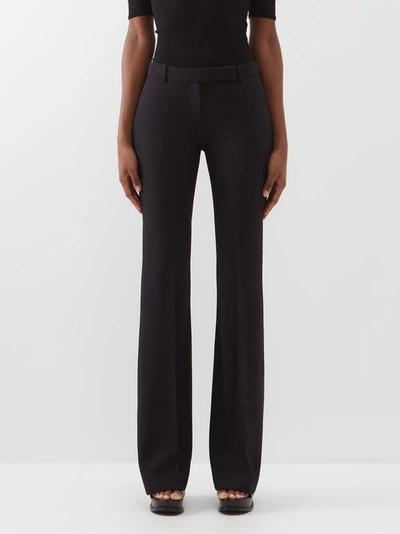 Alexander Mcqueen Crepe Bootcut Tailored Trousers In Black