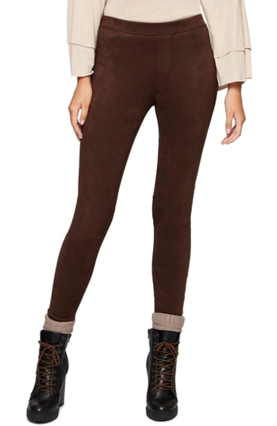 Sanctuary Grease Faux Suede Leggings In Black Walnut