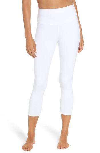high waisted white capris