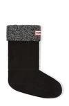 Hunter Original Short Cable Knit Cuff Welly Boot Socks In Black/ Grey