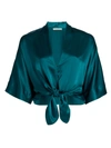 The Sei Dolman Tie-front Silk Blouse In Turquoise
