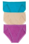 Natori Bliss French Cut Bikinis, Set Of 3 In Mulberry,tropic,cafe