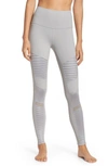 Alo Yoga High Waist Moto Leggings In Alloy/ Alloy Glossy