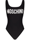 Moschino Logo-print Open-back Swimsuit In Black