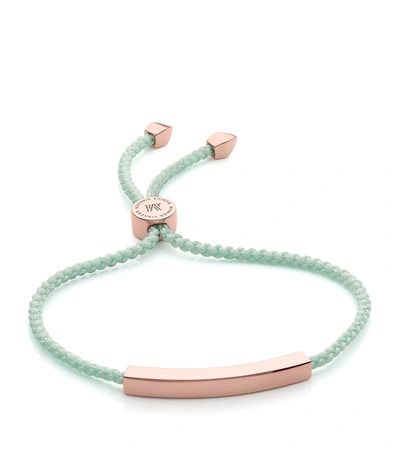 Monica Vinader Engravable Linear Friendship Bracelet In Rose Gold/ Mint