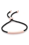 Monica Vinader Engravable Linear Friendship Bracelet In Rose Gold/ Black