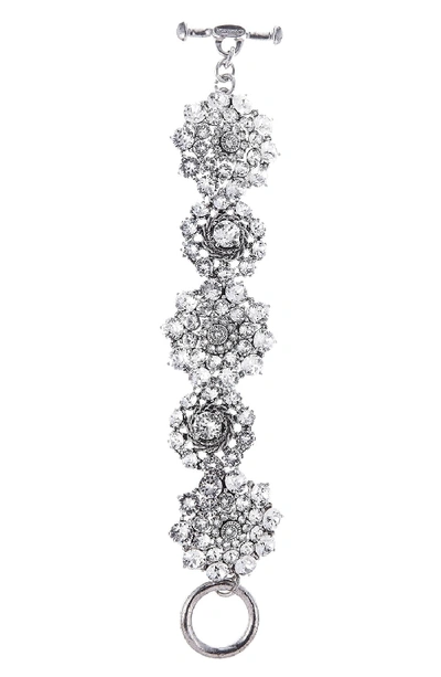 Oscar De La Renta Swarovski Crystal Bracelet In Crystal Silver