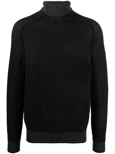 Sease Men's Dinghy Cashmere Ribbed Reversible Roll-neck Sweater In Negre