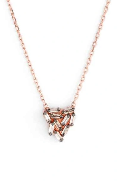 Suzanne Kalan 'fireworks' Diamond Baguette Mini Triangle Pendant Necklace In Rose Gold