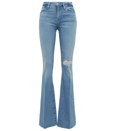 Frame Le High Distressed High-rise Flared Jeans In Blue