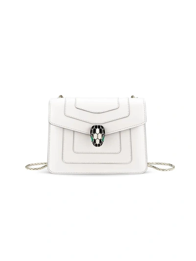 Bvlgari Leather Serpenti Forever Shoulder Bag In White Agate