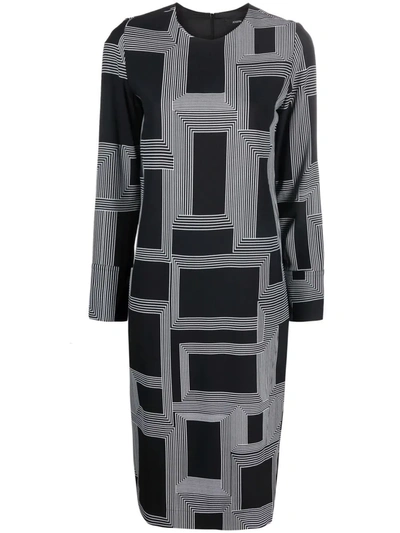 Joseph Darian Printed Crepe Midi Dress In Black