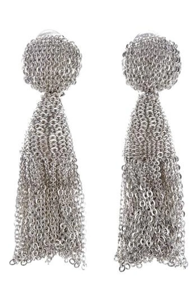 Oscar De La Renta 'classic Short' Tassel Chain Drop Earrings In Silver