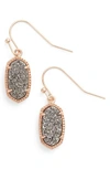 Kendra Scott Lee Small Drop Earrings In Platinum Drusy/ Rose Gold