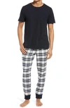 Ugg Jett Pajamas In Black Cream Plaid Blac