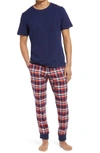 Ugg Jett Pajamas In Red Navy Plaid And Navy Tee