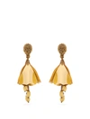 Oscar De La Renta Small Impatiens Flower Drop Clip Earrings In Gold