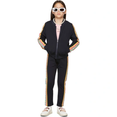 Marc Jacobs Kids Navy 'the Track Jacket' Zip-up Jacket In 84e Navy