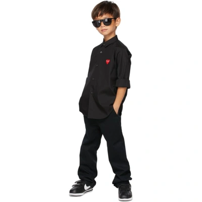 Comme Des Garçons Play Kids Black Striped Patch Long Sleeve T-shirt In 1 Black