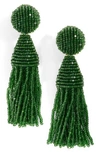 Oscar De La Renta 'classic Short' Tassel Drop Clip Earrings In Emerald