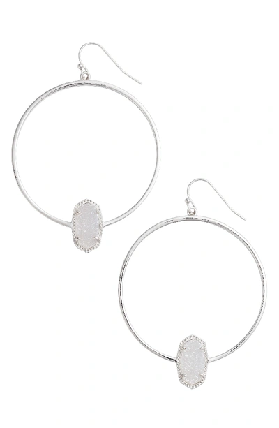 Kendra Scott Elora Frontal Hoop Earrings In Iridescent Drusy/ Silver