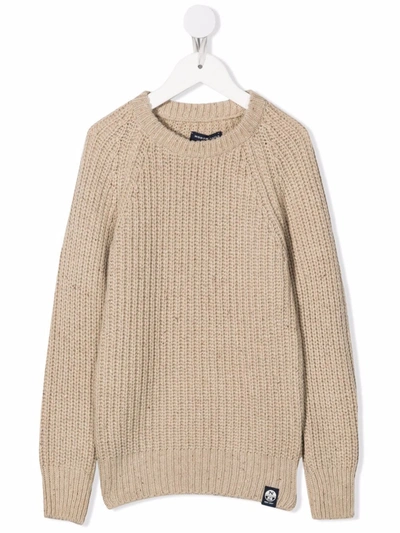 North Sails Kids' Crew-neck Ribbed-knit Jumper In Neutrals