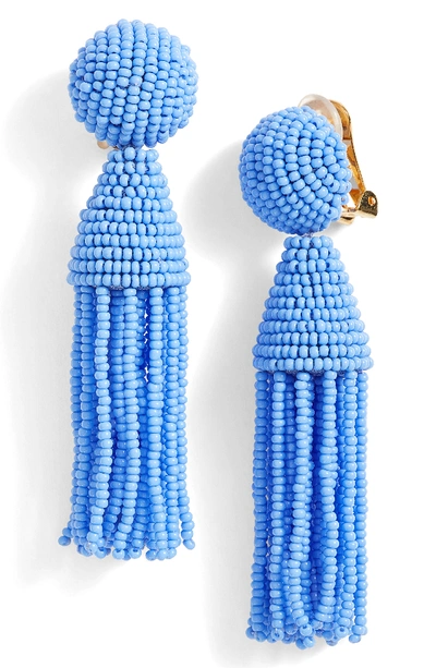 Oscar De La Renta 'classic Short' Tassel Drop Clip Earrings In Cornflower