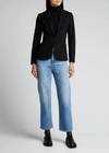 Majestic French Terry One-button Blazer In Black