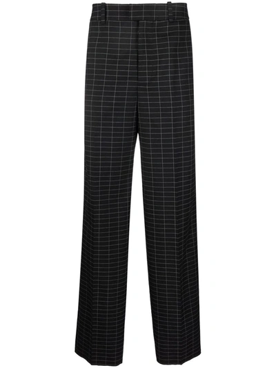 Off-white Grid Pattern Straight Leg Trousers In Black