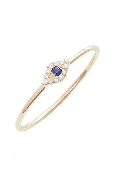Ef Collection Evil Eye Diamond & Sapphire Stack Ring In Yellow Gold/ Sapphire
