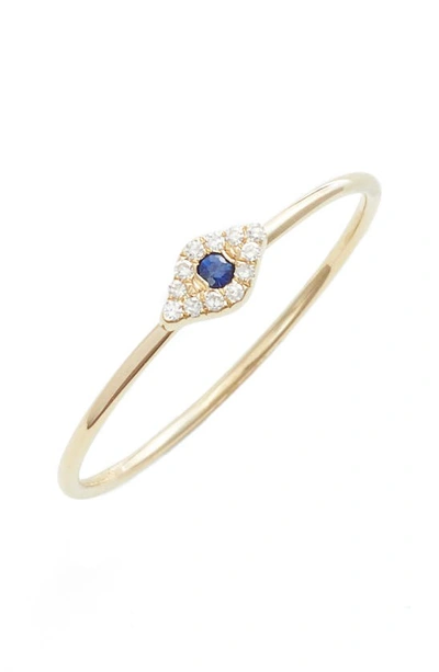 Ef Collection Evil Eye Diamond & Sapphire Stack Ring In Yellow Gold
