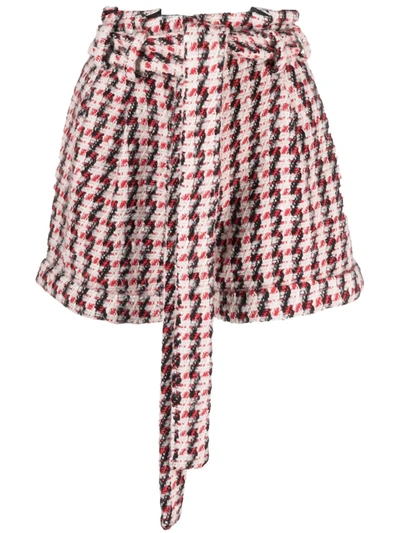 Amen Houndstooth Pattern Tweed Shorts In Rot