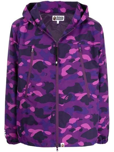 A Bathing Ape Camouflage-print Hooded Jacket In Violett