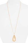 Kendra Scott 'carole' Long Semiprecious Stone Pendant Necklace In Brown Mop/ Rose Gold